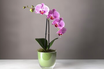 Fototapeta na wymiar pink orchid in a vase Generative AI.