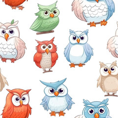 seamless pattern of comic owls