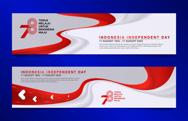 Dirgahayu RI Ke-78 banner template, 78th Indonesia independence day with waving flag design