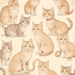 seamless pattern with cats