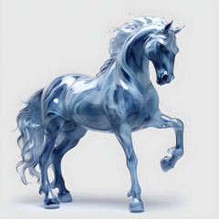 Obraz na płótnie Canvas Blue horse standing on white