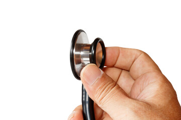 透明背景に聴診器で診察をする