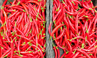 fresh red hot pepper on the counter