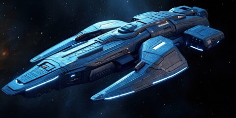 Futuristic spaceship blueprint. Generative AI