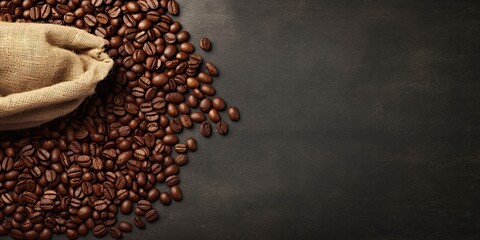 Background with coffee beans and copy space. Generative AI