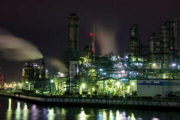 Obraz na płótnie Canvas 工場の夜景　京浜工業地帯