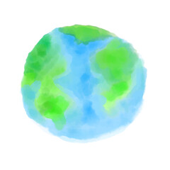 Watercolor Earth on white background , vector