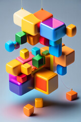 Obraz premium Multi-Colored Toy Blocks on Colorful Studio Background with Variation in Font.