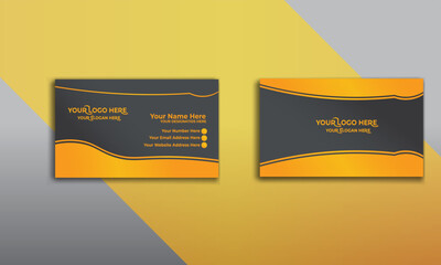 Simple business card gray and orange double-sided. Simple visiting card template-vector design, good for printing.