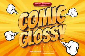 Glossy comic cartoon 3D Editable text Effect Style - obrazy, fototapety, plakaty