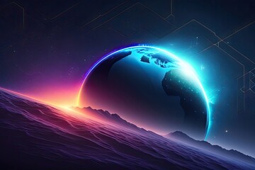 Space Purple Background with Earth Glow