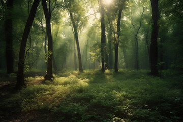 morning in the forest ai generative art