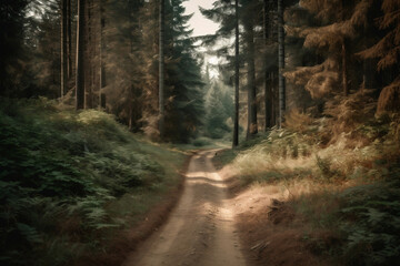 Naklejka premium road in the woods ai generative art