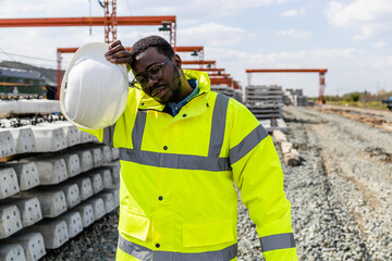 Construction supervisor having a health problems at construction site.