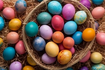 Fototapeta na wymiar easter eggs in a basket.