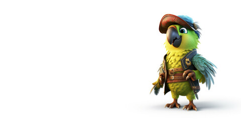 Cartoon Parrot Dressed as a Pirate with copy space  Generative Ai