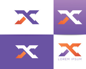 Creative X letter Colorful logo