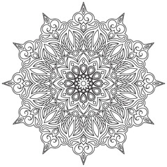 Flower Mandala. Vintage decorative elements. Oriental pattern, vector illustration. Islam,ottoman motifs. Coloring book page
