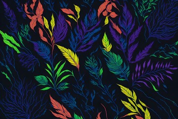 Captivating Tropical Leaves Form an Array of Vibrant Fluorescent Hues.