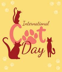 international cat day poster vector illustration