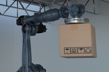 Robot arm Industrial technology Arm Robot AI manufacture Box product manufacturing industry technology Product export import future Products food cosmetics apparel warehouse mechanical future..	