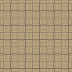 Seamless background for your designs. Modern ornament with brown and golden squares. Geometric abstract pattern