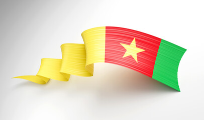 3d Flag Of Cameroon 3d Shiny Waving Flag Ribbon Isolated On White Background, 3d illustration