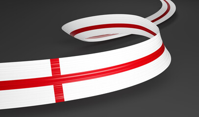 3d Flag Of England 3d Wavy Shiny England Ribbon Isolated On Grey Background, 3d illustration