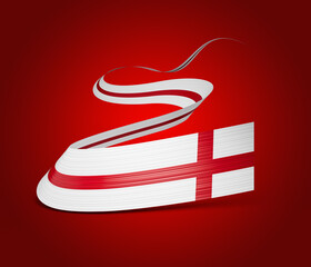 3d Flag Of England 3d Waving Ribbon Flag Isolated On Red Background, 3d illustration