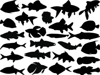 Set of Fish Silhouettes