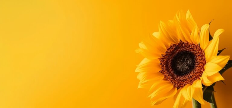 Sunflower nature banner. Generate Ai
