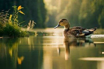 Duck swimming in the lake, Generative ai 
