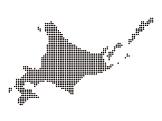 モザイク風タイル状ドット北海道地図