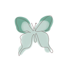 green butterfly on white background