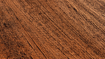 Tire tracks on the gravel road