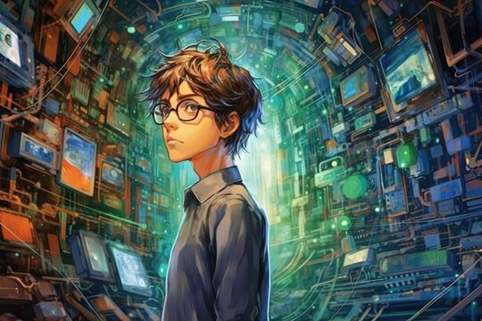 The AI scientist, armed with algorithms and data, embarked on a quest to unravel the mysteries of the universe. A genius mind in manga style. illustration generative ai