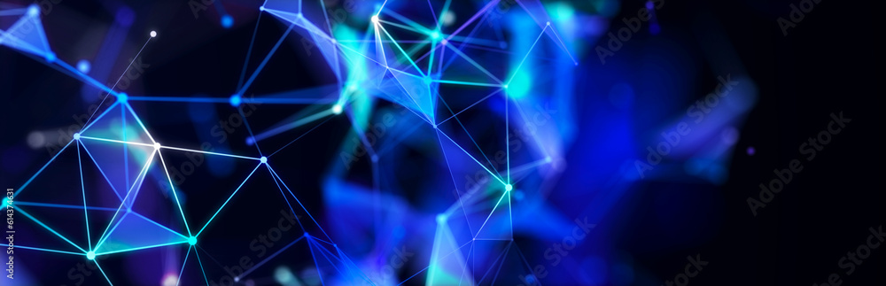 Poster polygonal background with dots and lines. network connection structure. science and technology. 3d