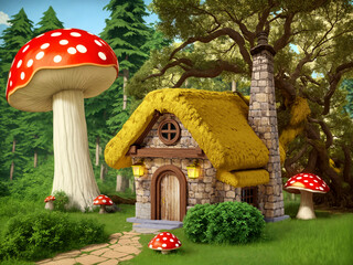 medieval house in the fairy forest