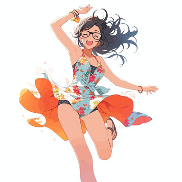 Une fille manga en tenue d'été