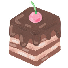 chocolate cake, chocolate sticker cartoon painting