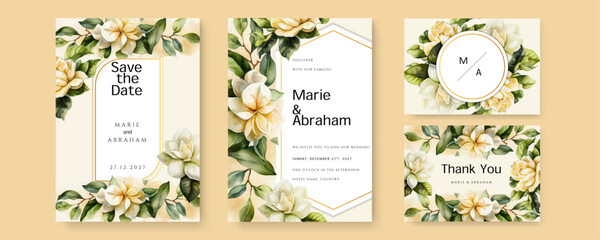 White orchid floral flower beautiful and elegant floral wedding invitation card template
