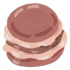 chocolate macaron, chocolate sticker cartoon painting