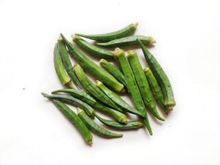 Vegetable - Okra, ladies' fingers or ochro in isolated background.