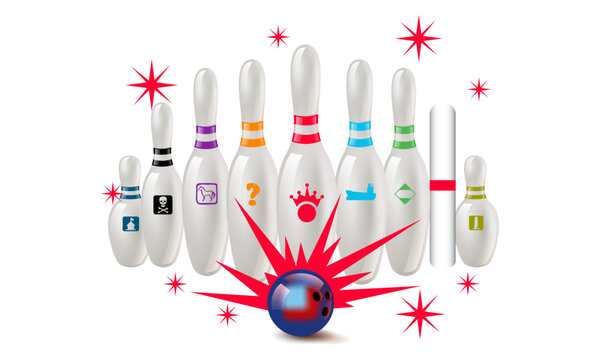 Palla da bowling e birilli Royalty Free Stock SVG Vector and Clip Art