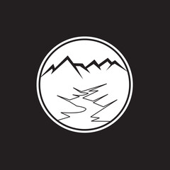 Mountains logo design vector template. Mountains logo co concept with trees