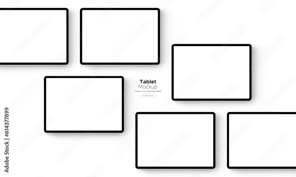 Poster tablet computer screens, mockup for showing apps design, isolated on white background. vector illust
