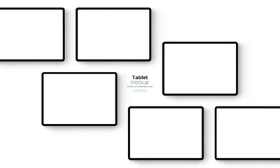 Tablet Computer Screens, Mockup for Showing Apps Design, Isolated on White Background. Vector Illustration