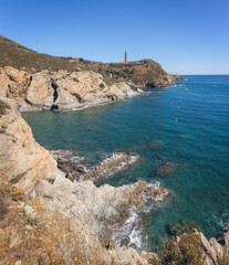 Fototapeta premium Cap Bear Lighthouse in Port Vendres, France