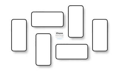 Smartphones With Blank Screens. Mockup for Web Banner or Showcasing Mobile Apps, Isolated on White Background. Vector Illustration