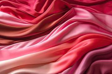 Obraz premium Pink and Red Fabric with Ripples and Folds,red satin background,red silk background,red satin fabric